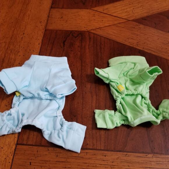 Blue and green dog pj's very small xxs - Picture 6 of 10
